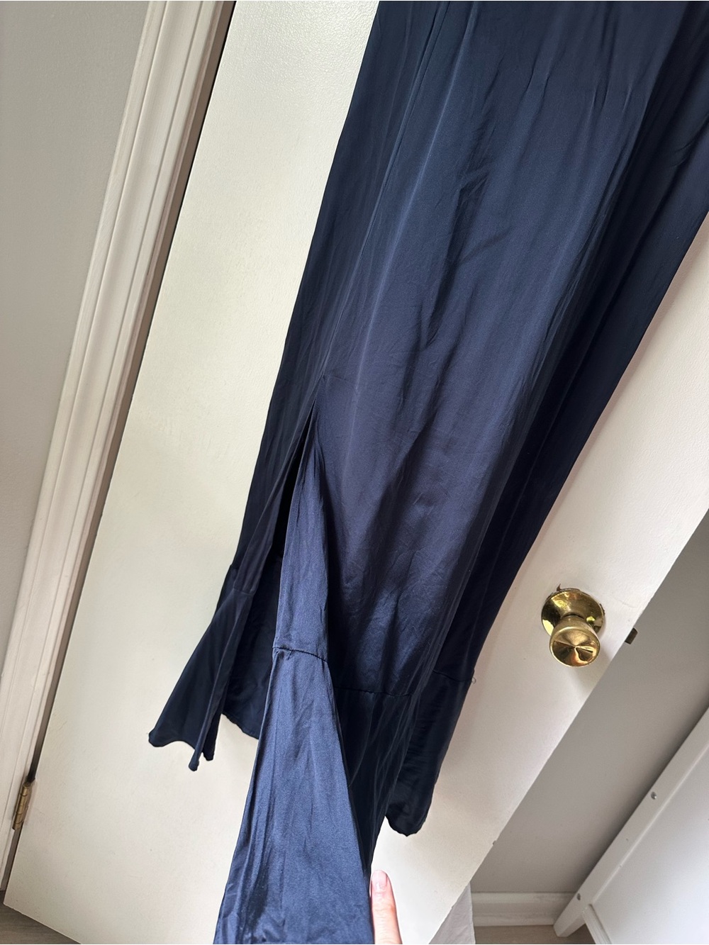Navy Quince Satin Midi Dress - Picture 5 of 10